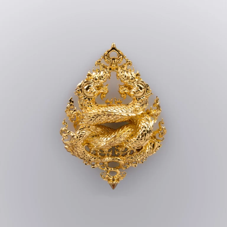 เนื้อชุบทอง เหรียญพญานาค รุ่นนาคเกี้ยว - Highness Amulet