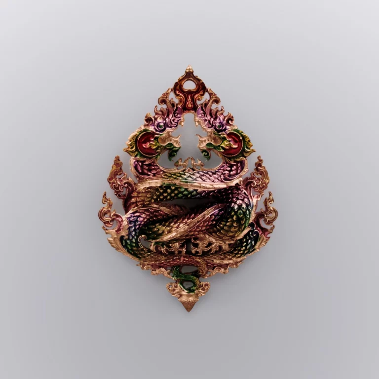 เนื้อนวะลงยา 7 สี เหรียญพญานาค รุ่นนาคเกี้ยว - Highness Amulet