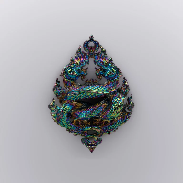 เนื้อผิวรุ้ง เหรียญพญานาค รุ่นนาคเกี้ยว - Highness Amulet