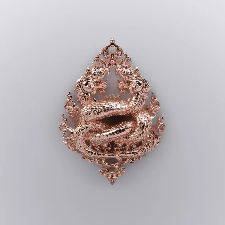 เนื้อชุบนาค เหรียญพญานาค รุ่นนาคเกี้ยว - Highness Amulet