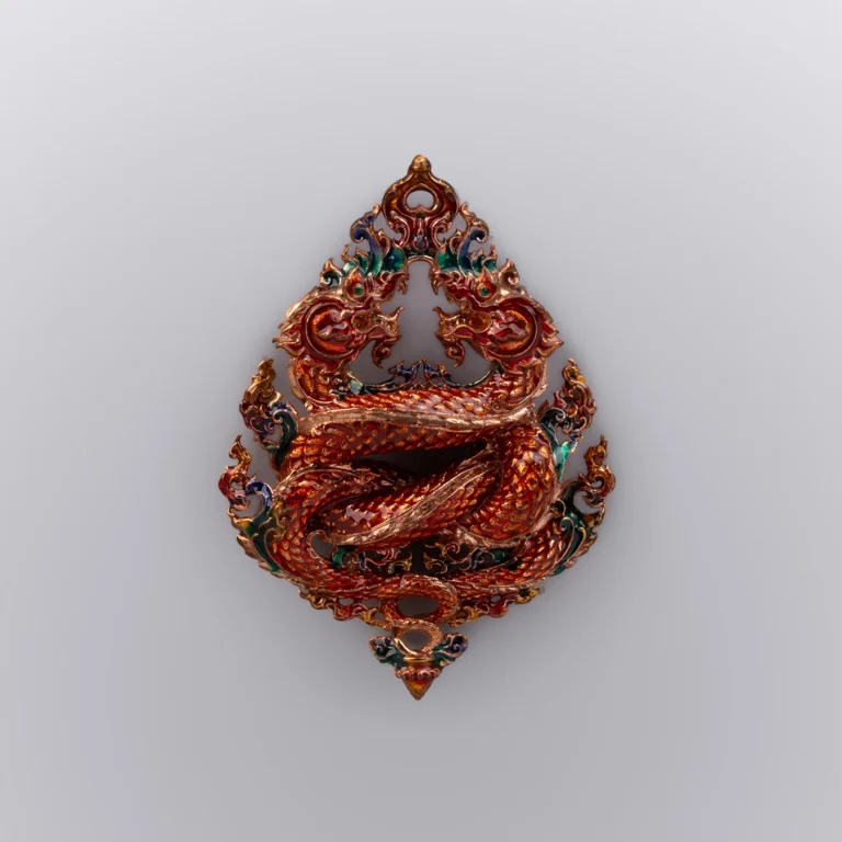 ทองแดงลงยา สีวันพฤหัสบดี เหรียญพญานาค รุ่นนาคเกี้ยว - Highness Amulet