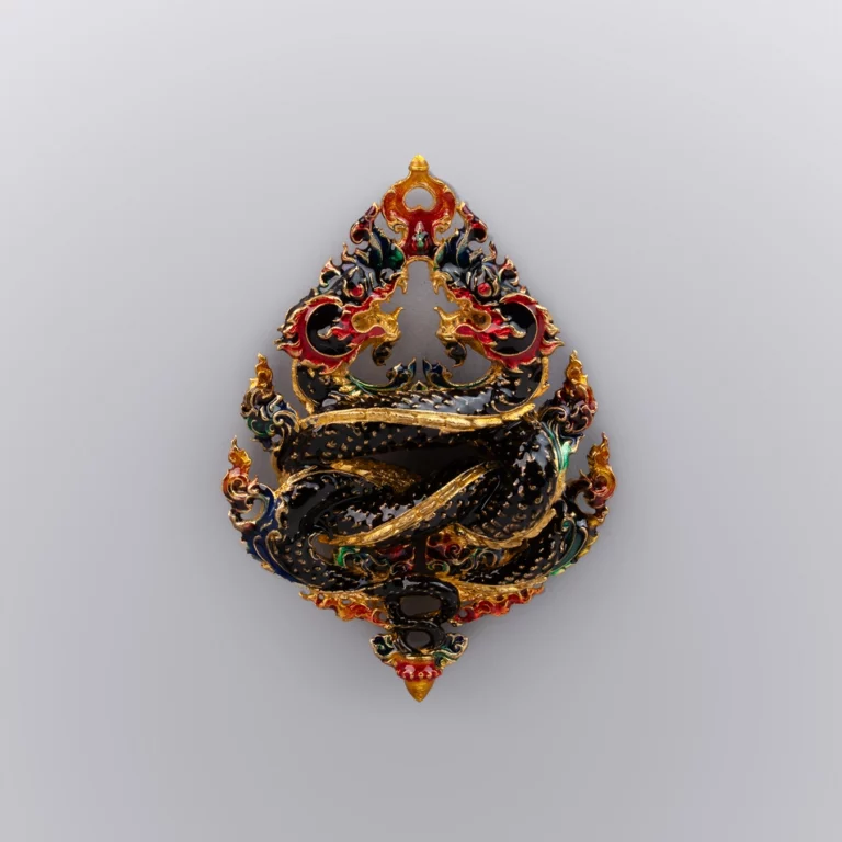 ทองแดงลงยา สีวันพุธ (กลางคืน) เหรียญพญานาค รุ่นนาคเกี้ยว - Highness Amulet