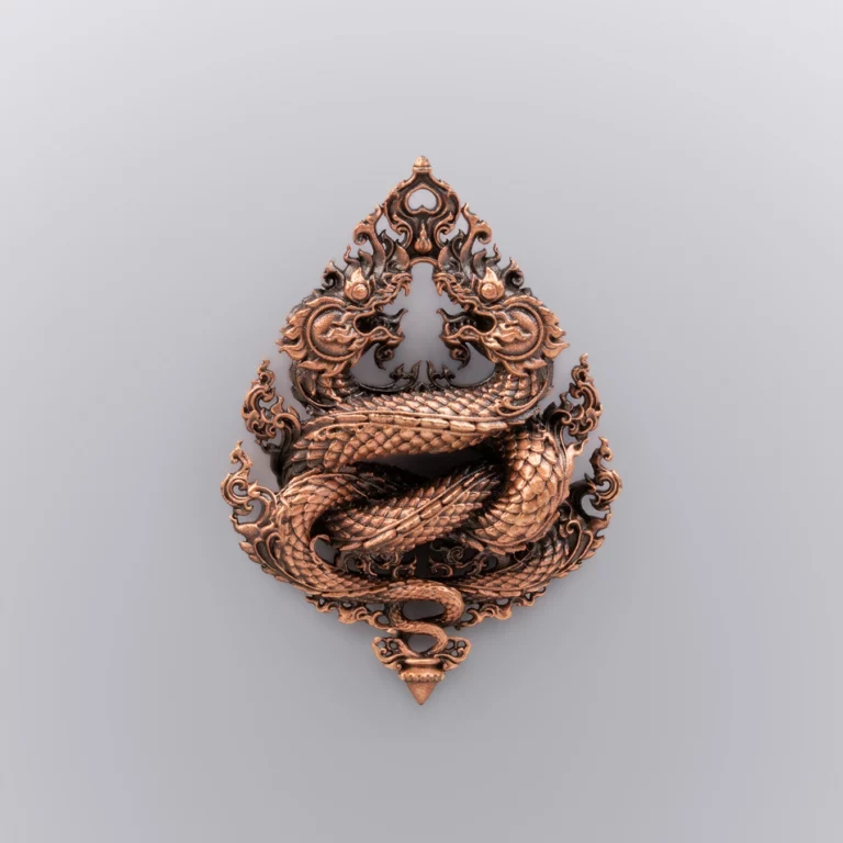 เนื้อนวะซาติน เหรียญพญานาค รุ่นนาคเกี้ยว - Highness Amulet