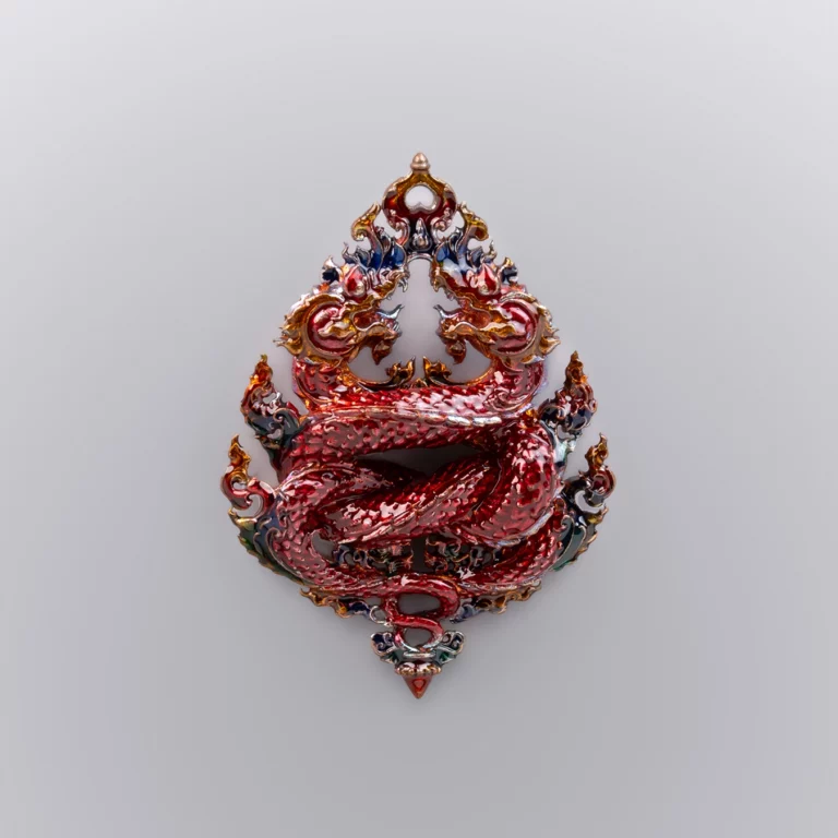 เนื้อนวะลงยาแดง เหรียญพญานาค รุ่นนาคเกี้ยว - Highness Amulet