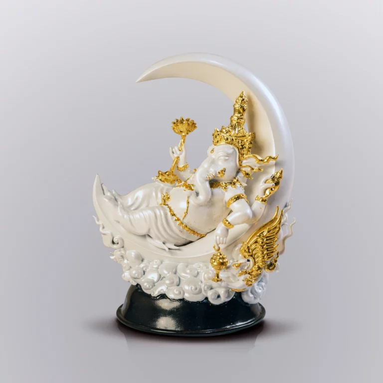 พระพิฆเนศ เพ้นกายขาวทอง เนื้อทองทิพย์ · 5 นิ้ว - Highness Amulet