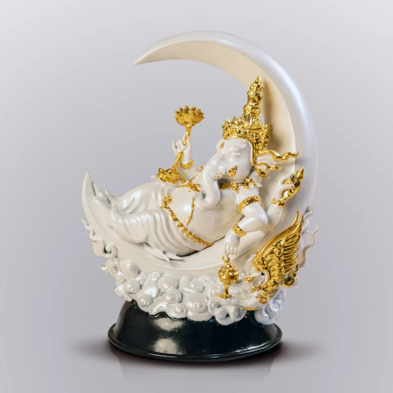 พระพิฆเนศ เพ้นกายขาวทอง เนื้อทองทิพย์ · 7 นิ้ว - Highness Amulet